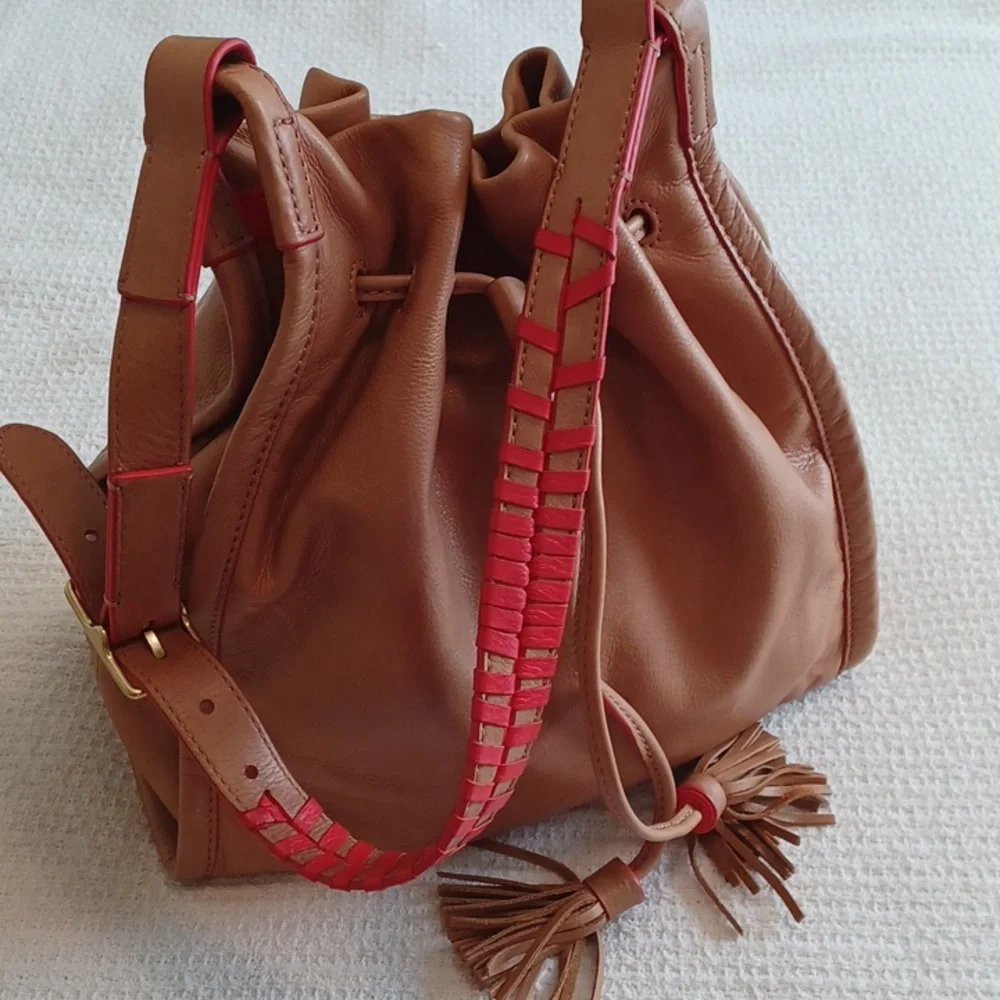 Fossil "Claire" Cow Hide Leather Drawstring Bag - Picture 4 of 14